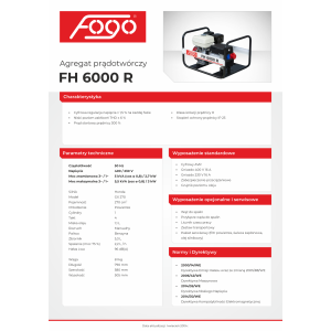 Agregat prądotwórczy FOGO FH6000R