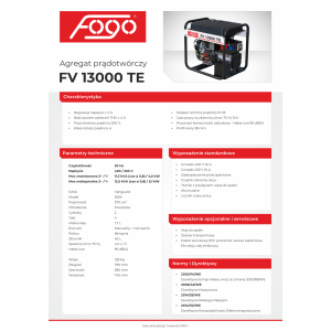 Agregat prądotwórczy FOGO FV13000TE