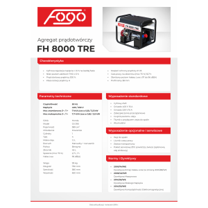 Agregat prądotwórczy FOGO FH8000TRE