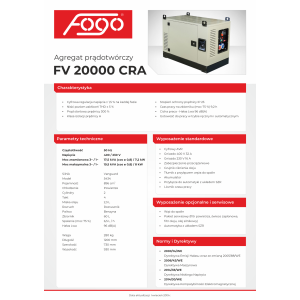 Agregat prądotwórczy FOGO FV20000CRA