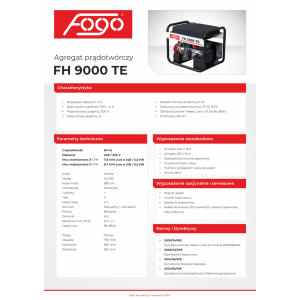 Agregat prądotwórczy FOGO FH9000TE