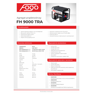 Agregat prądotwórczy FOGO FH9000TRA