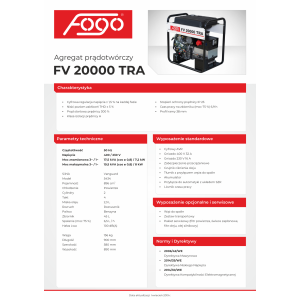 Agregat prądotwórczy FOGO FV20000TRA