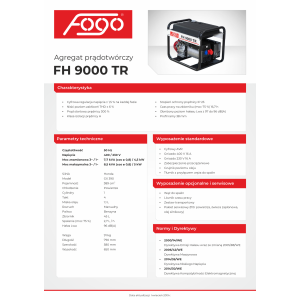Agregat prądotwórczy FOGO FH9000TR